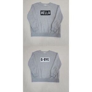 Hello G-Bye Flip Sequin Sweatshirt Womens Small Gray ~ Flirtitude ~ Fun